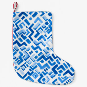 Calcetín Navideño Pequeño Líneas de acuarela abstractas y patrón de rayas