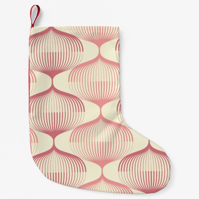 Calcetín Navideño Pequeño Líneas Geométricas: Resumen De Fondo Sin Marea. (Anverso)