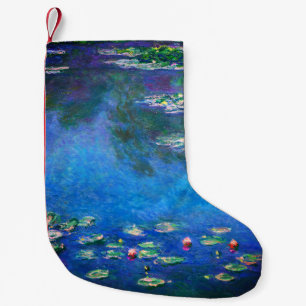 Calcetín Navideño Pequeño Lirios de agua antiguos por Claude Monet