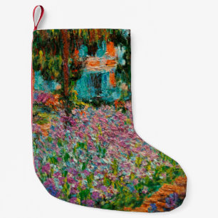 Calcetín Navideño Pequeño Lirios jardín de Monet Giverny flores
