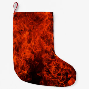 Calcetín Navideño Pequeño Llama de fondo de fuego caliente negro