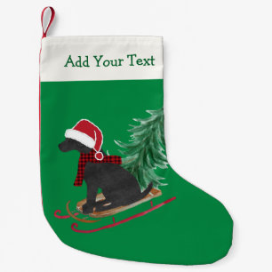 Calcetín Navideño Pequeño Lluvia personalizada de Black Lab