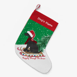 Calcetín Navideño Pequeño Lluvia personalizada de Black Lab