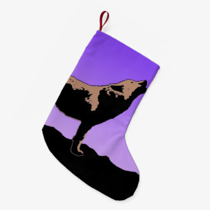 Calcetín Navideño Pequeño Lobo al atardecer - Arte de vida salvaje original