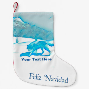 Calcetín Navideño Pequeño Lobo solitario en Internet - Feliz Navidad