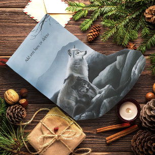 Calcetín Navideño Pequeño Lobos místicos guardian castillo fantasía vida sil