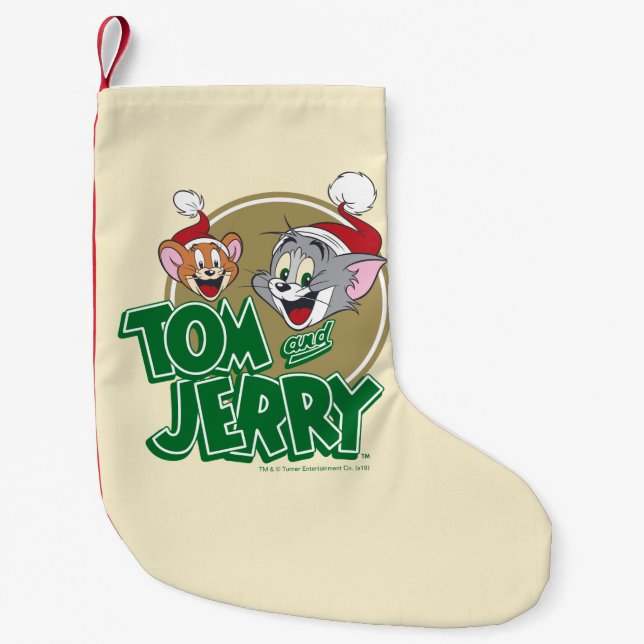 Calcetín Navideño Pequeño Logo de Tom y Jerry Holiday (Anverso)