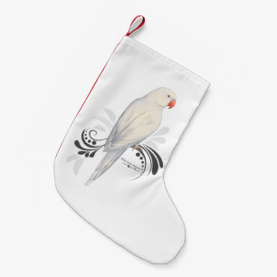 Calcetín Navideño Pequeño Loro blanco de Ringneck del indio