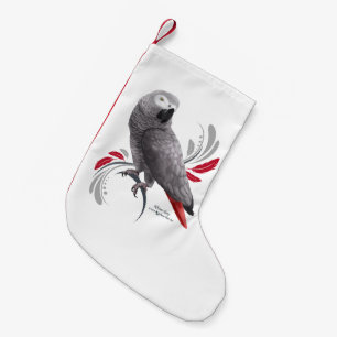 Calcetín Navideño Pequeño Loro del gris africano