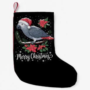 Calcetín Navideño Pequeño Loro gris africano de Navidad 