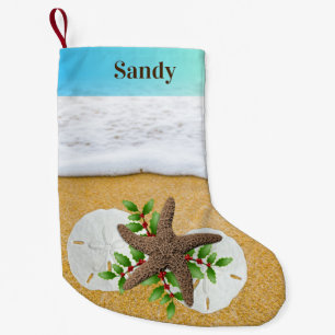 Calcetín Navideño Pequeño Los Navidades de la playa dan un doble lado a los