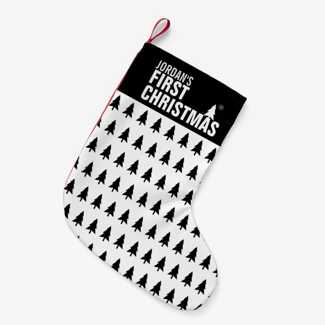 Calcetín Navideño Pequeño Los primeros Navidades de Personalizado de Navidad (Frente (Colgado))