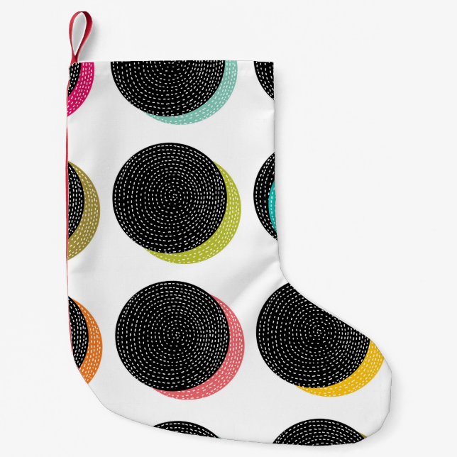 Calcetín Navideño Pequeño Los puntos de polka abstractos decorativos al esti (Anverso)