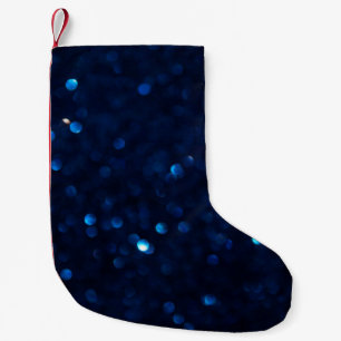 Calcetín Navideño Pequeño Luces azules clásicas purpurinas
