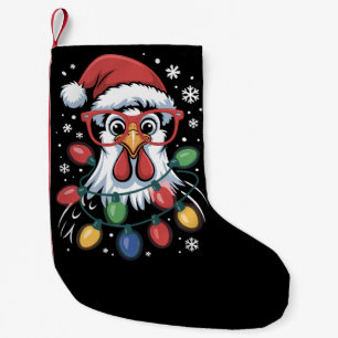 Calcetín Navideño Pequeño Luces de árbol de Navidad de pollo granja animal S