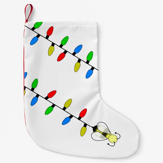 Calcetín Navideño Pequeño Luces de navidad con abeja (Anverso)