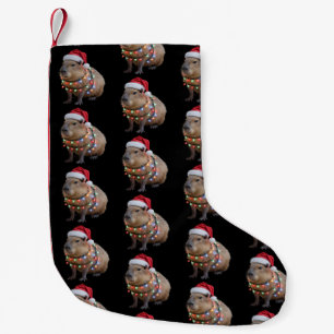 Calcetín Navideño Pequeño Luces de Navidad de Capybara Navidad Cappy 