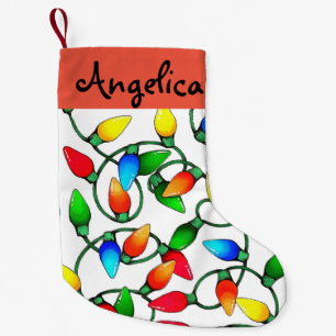 Calcetín Navideño Pequeño Luces de navidad pasadas de moda personalizadas