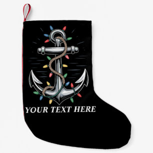 Calcetín Navideño Pequeño Luces de Navidad Personalizadas Barco de Vela 