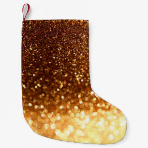 Calcetín Navideño Pequeño Luces doradas purpurinas