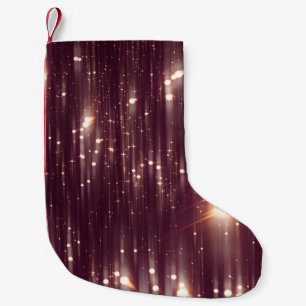 Calcetín Navideño Pequeño Luces rosas abstractas de glamur con purpurina