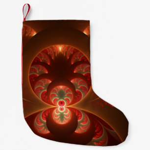 Calcetín Navideño Pequeño Luminoso abstracto moderno naranja rojo Fractal