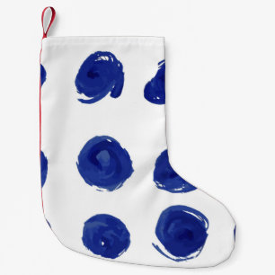 Calcetín Navideño Pequeño Lunares, acuarela azul añil.