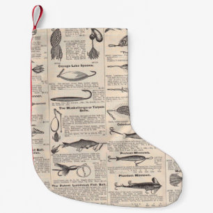 Calcetín Navideño Pequeño Lures de la pesca de vintage: pescador de la época