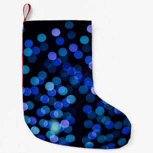 Calcetín Navideño Pequeño Luz azul de bokeh