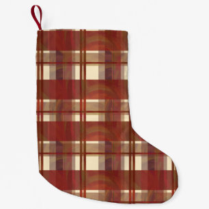 Calcetín Navideño Pequeño Madrás Plaid Cae Rojo