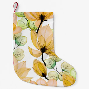 Calcetín Navideño Pequeño Magnolia Eucalyptus: Impresión Seamless de Acuarel