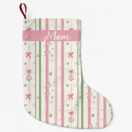 Calcetín Navideño Pequeño Mamá Coquette Rosa Personalizada