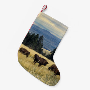 Calcetín Navideño Pequeño Manada del bisonte de los parques nacionales