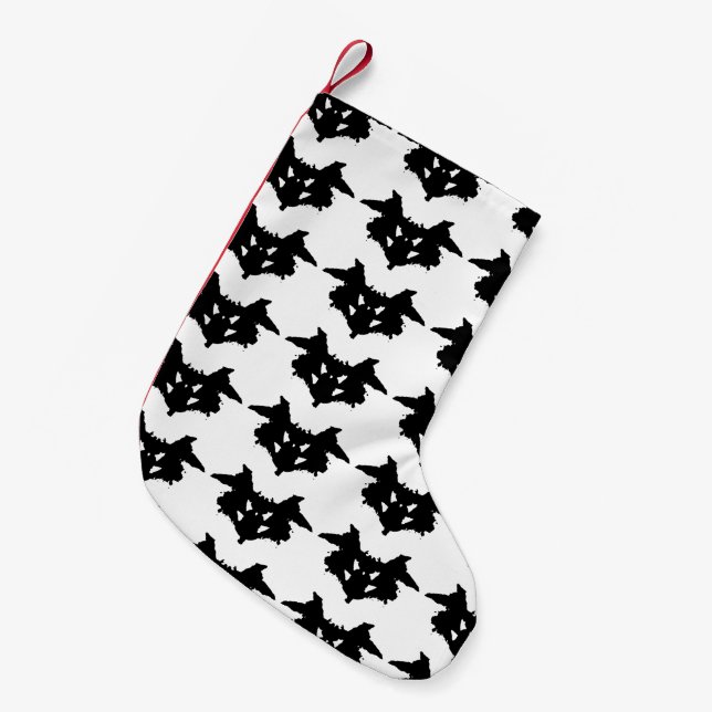 Calcetín Navideño Pequeño Mancha de tinta de Rorschach (Frente (Colgado))