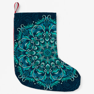 Calcetín Navideño Pequeño Mandala étnica azul. Copia de Raster