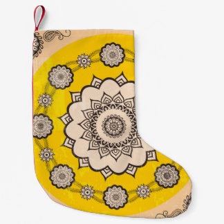 Calcetín Navideño Pequeño Mandala Ornamental: Diseño de estilo étnico.