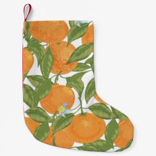 Calcetín Navideño Pequeño Mandarina naranja sin soldadura con hojas y