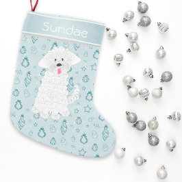 Calcetín Navideño Pequeño Mano verde azulada dibujó Personalizado de Dog・mal