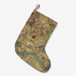 Calcetín Navideño Pequeño Mapa del campo de batalla de Antietam del vintage