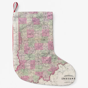 Calcetín Navideño Pequeño Mapa del vintage de Indiana (1864)