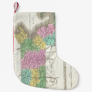 Calcetín Navideño Pequeño Mapa del vintage de Massachusetts (1827)