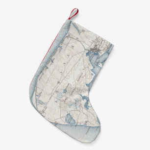 Calcetín Navideño Pequeño Mapa del vintage de Nantucket (1919)