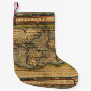 Calcetín Navideño Pequeño Mapa Mundial Viaje Antiguo Ortelius Europa