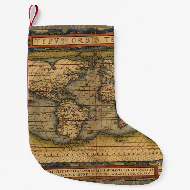 Calcetín Navideño Pequeño Mapa Mundial Viaje Antiguo Ortelius Europa (Anverso)