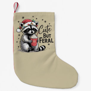 Calcetín Navideño Pequeño Mapache de Navidad lindo pero feroz Animal lindo d