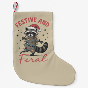 Calcetín Navideño Pequeño Mapache Divertido Navidad Feral Meme Navidad