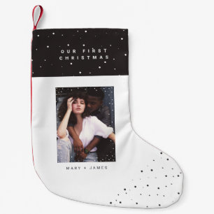 Calcetín Navideño Pequeño Máquina minimalista Merry y Ch casados pequeño