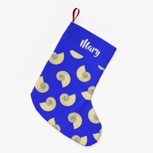 Calcetín Navideño Pequeño Marca de nombre personalizada en azul