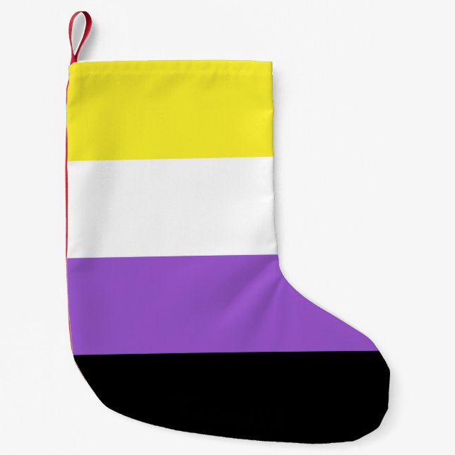 Calcetín Navideño Pequeño Marca de orgullo no binaria (Anverso)