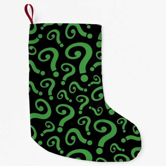 Calcetín Navideño Pequeño Marcos de preguntas verdes (Anverso)